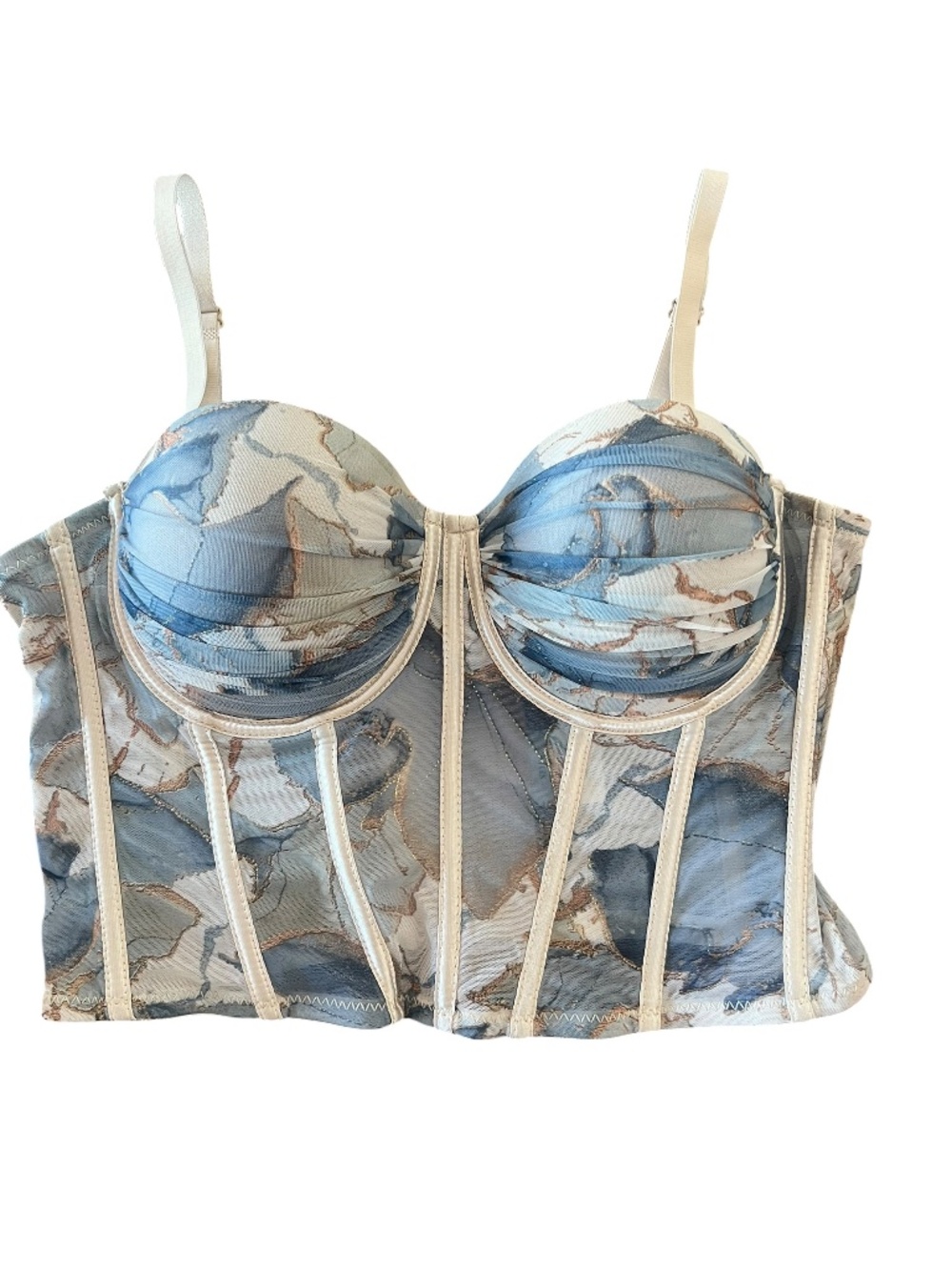 Kaylee Kollection Corset Bustier Top Euro Summer Blue Marble (M)